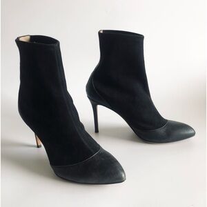 Alexa Wagner Leather and Suede Stiletto Sock Booties